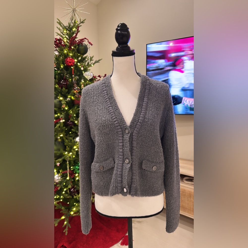 FRAME Double Pocket Crop Cardigan